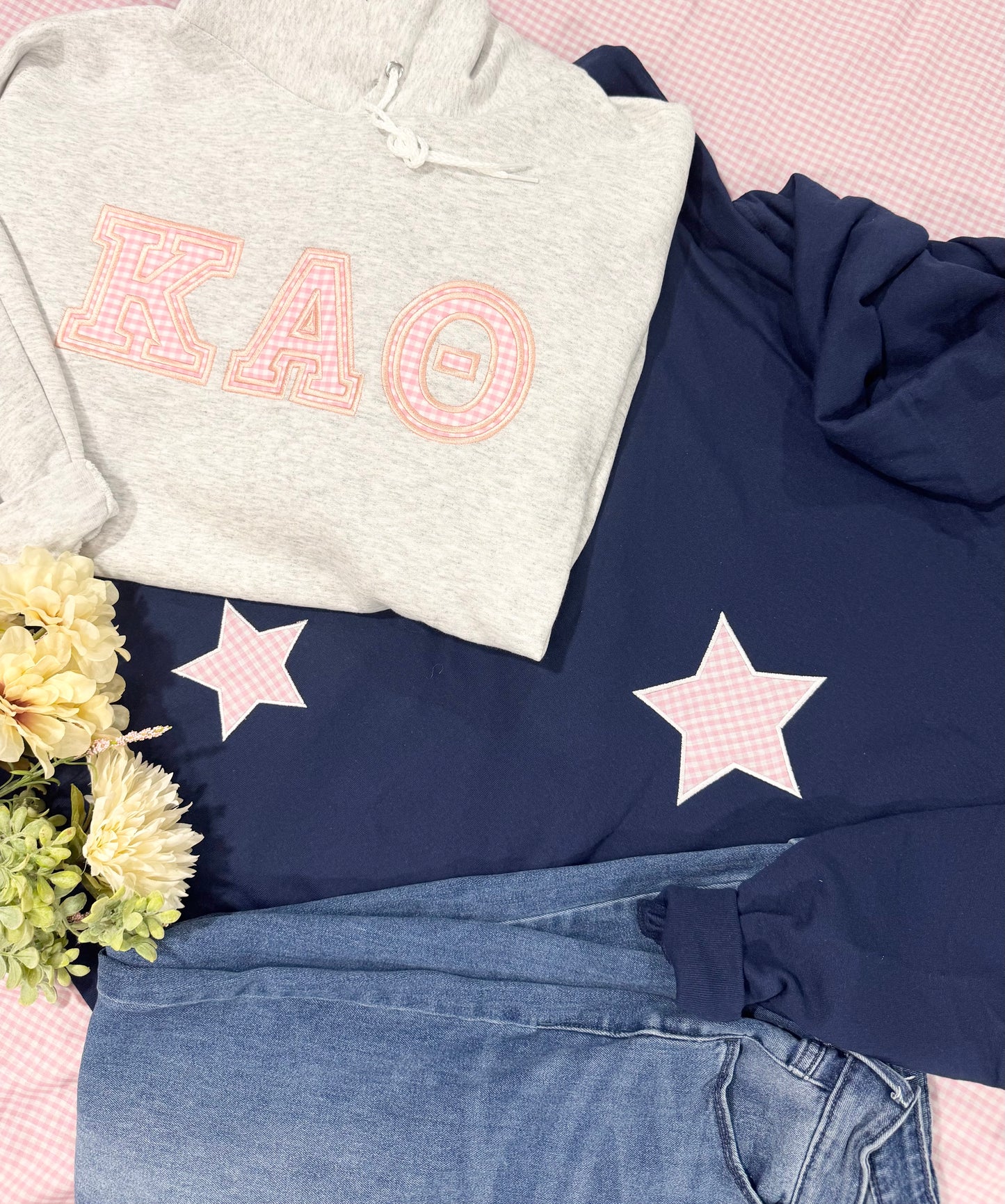 Custom Sorority Greek Letter Applique Embroidered Sweatshirt