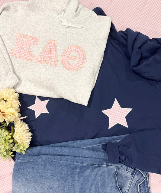 Custom Sorority Greek Letter Applique Embroidered Sweatshirt